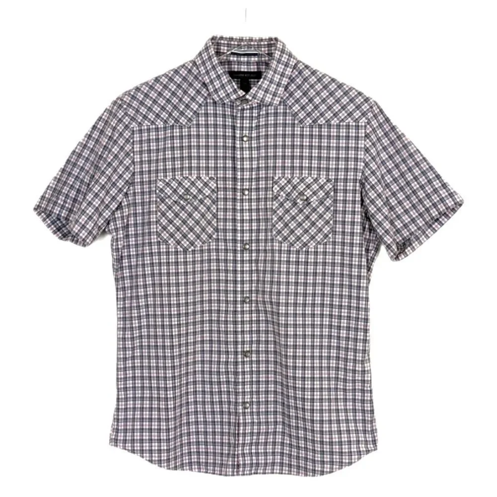 Banana Republic Men's Plaid Pearl Snap Button Down Shirt Medium